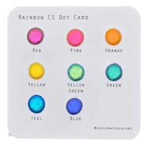 Rainbow CS Dot Card Tester Sampler Aquarel Shimmer Glittery Paints