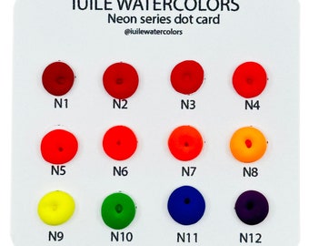 Neon dot card watercolor paints dot samples