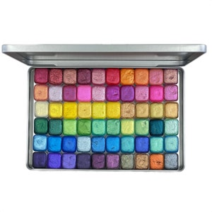 Mica60 color half pan set Handmade Shimmer Metallic watercolor paint