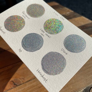 Hologram Dot Card Tester Sampler Watercolor Shimmer Glittery Paints