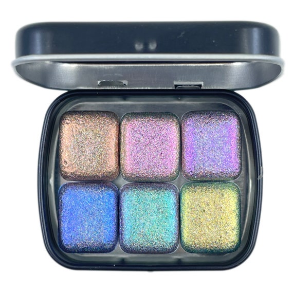 Half Perfection Set Hologram Super Color Shift Chrome Handmade Shimmer Glitter  Watercolor Paint 