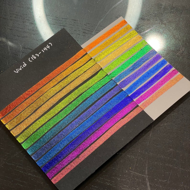 Vivid Dot Card Tester Sampler Watercolor Shimmer Glittery Paints