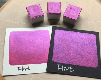 Flirt pink watercolor paints half pan Mica