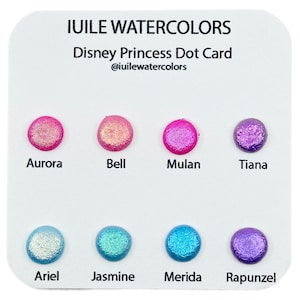 Disney Prinzessin Dot Karte Tester Sampler Aquarell Shimmer glitzernde Farben