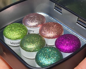 Button New Christmas set handmade watercolor paints in tin case