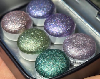 Button Petalune [달빛 아래 꽃잎] Set Handmade Shine Chrome Shimmer Watercolor Paints