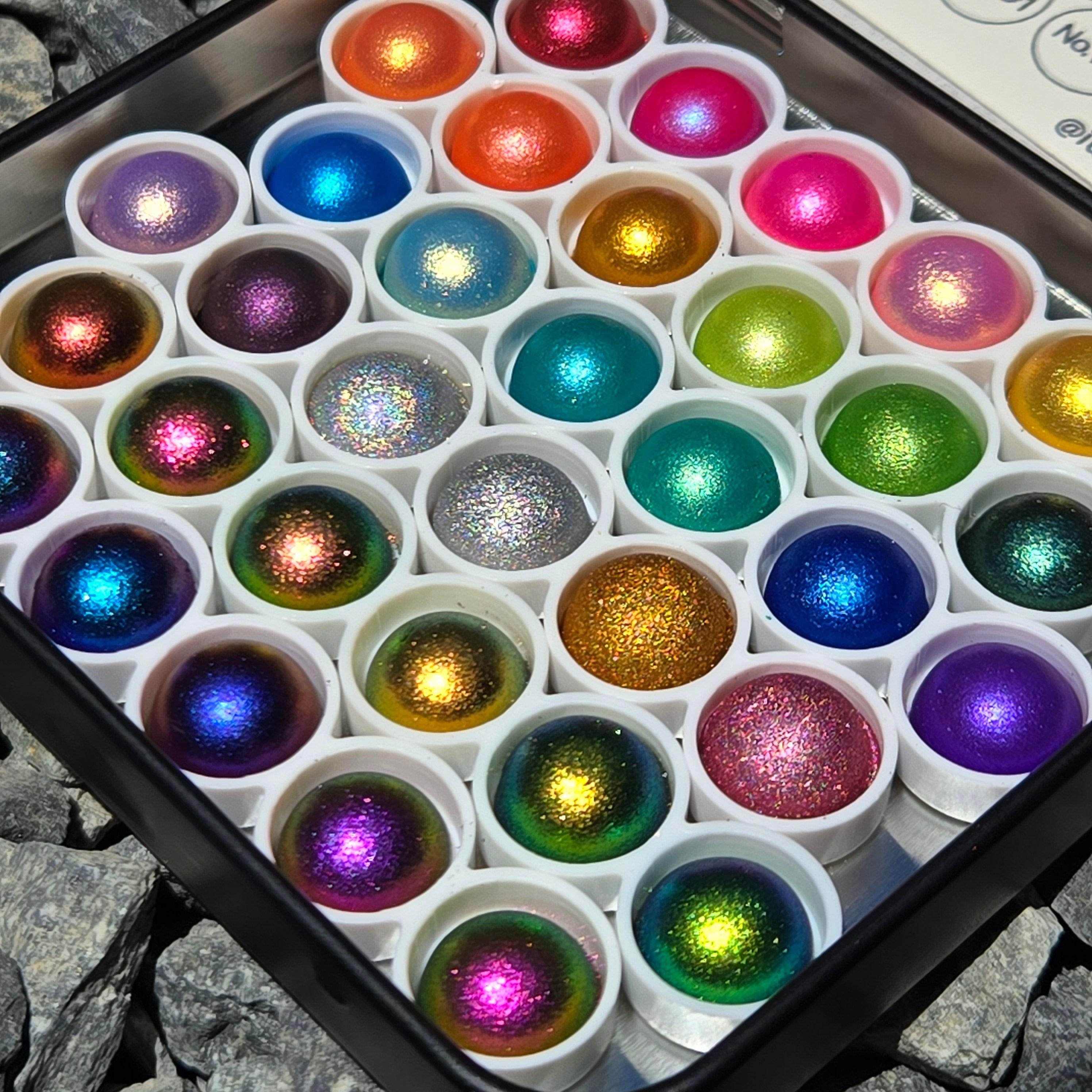 Vol.2 Magical Drop Tiny Sampler set Handmade Shimmer Hologram Color shift Chrome mica Chameleon Watercolor Paint