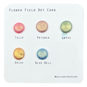 Acuarelas con efecto de cambio de color cromadas hechas a mano con tarjeta de puntos Flower Field de iuilewatercolors