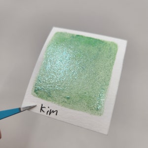 Last Chance! Kim The Artist flakes mica Handmade watercolor paint half pan