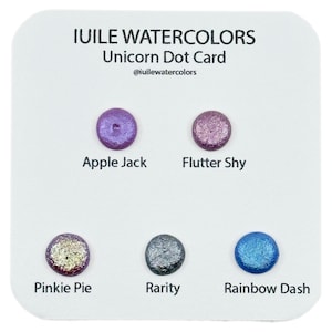 Unicorn Dot Card Tester Sampler Aquarela Shimmer Tintas Brilhantes