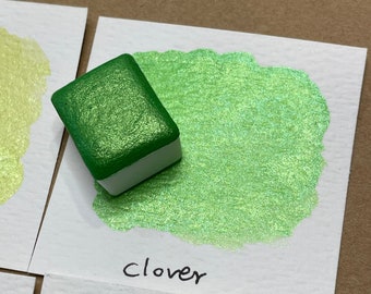 Clover green Handmade shimmer watercolor paints Mica