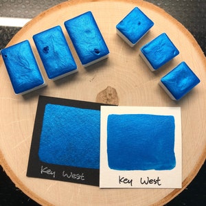 Key West blue watercolor paints Half pans Mica