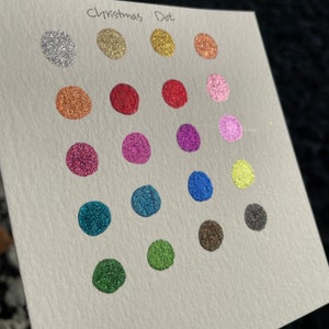 Christmas Dot Card Tester Sampler Watercolor Shimmer Glittery Paints