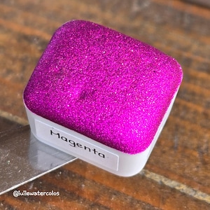 Magenta Early Christmas Chrome watercolor paint half pan