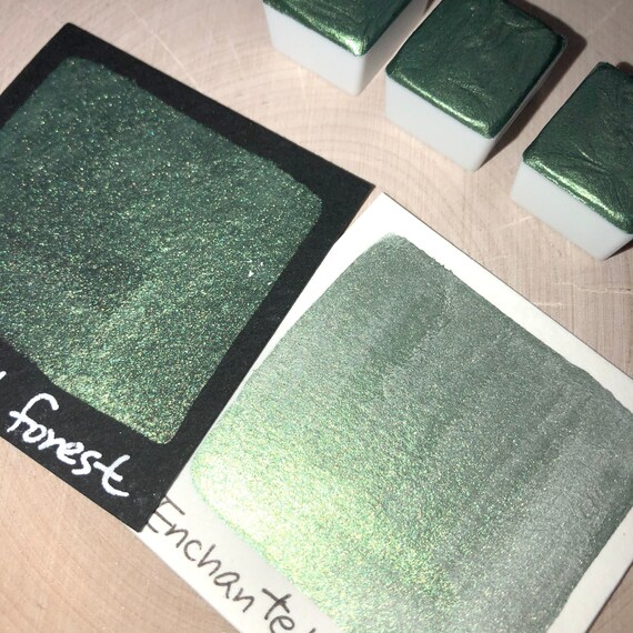 エンチャントフォレストグリーン水彩絵の具ハーフパン - Etsy 日本