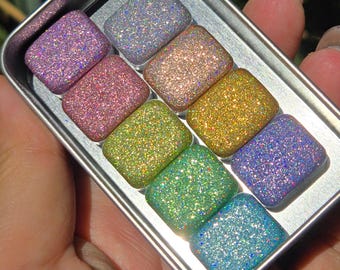 Quarter HG set Hologram glitter handmade watercolor paints