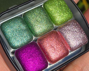 Half New Christmas set handmade watercolor paints in tin case