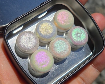 Button Shiny Fairy Set Handmade Iridescent Chameleon Aurora Shimmer Watercolor Paints