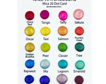 Mica 20 Dot Card Tester Sampler Handgefertigte Farbverschiebung Aurora Shimmer Metallic Chameleon Aquarellfarben von iuilewatercolors