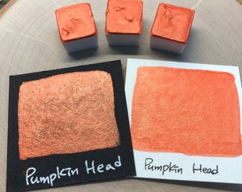 Pumpkin head orange watercolor paints half pan Mica