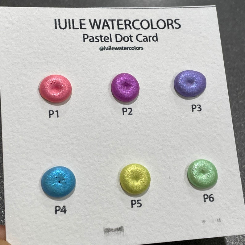 Pastel Dot Card Tester Sampler Watercolor Shimmer Glittery Paints 