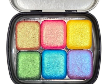 Half Popsicle Set Handmade Metallic Shimmer Color Shift Watercolor Paints