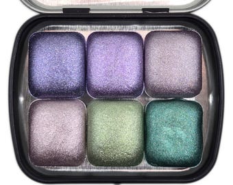 Half Petalune [달빛 아래 꽃잎] Set Handmade Shine Chrome Shimmer Watercolor Paints