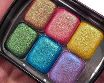 Quarter Popsicle Set Handmade Metallic Shimmer Color Shift Watercolor Paints