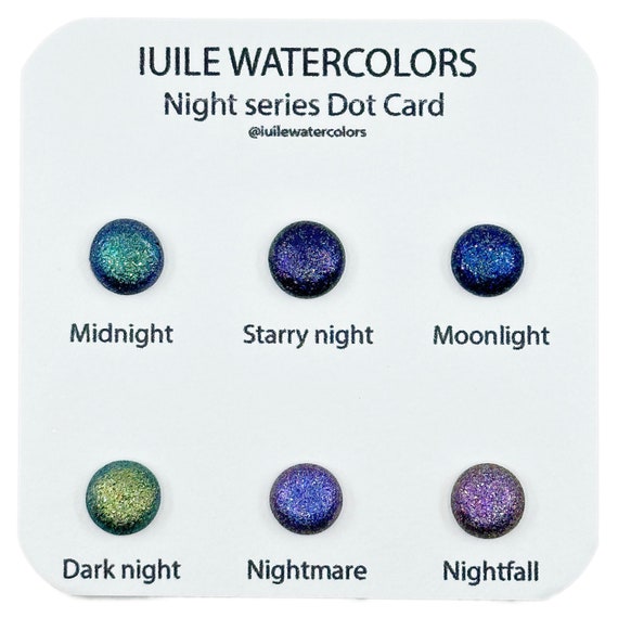 Quarter Moonlight Night Series Handmade Glittery Hologram shimmer  watercolor Paint by iuilewatercolors
