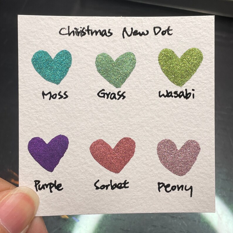 New Christmas Dot Card Tester Sampler Watercolor Shimmer Glittery Paints