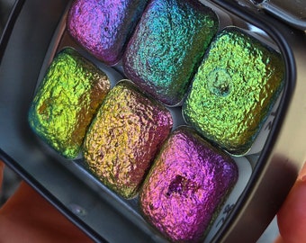 Pearl CS Quarter set (23 to 28)Handmade color shift watercolor paints Quarter pans