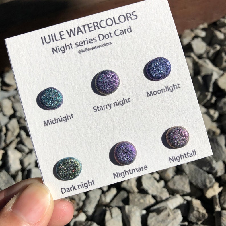 Night Dot Card Tester Sampler Watercolor Shimmer Glittery Paints 