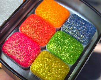 Quarter Jelly bean set Handmade Chunky glitter watercolor paints