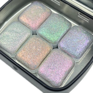 Goddess Quarter Pan Handmade Super Shift Aurora Shimmer Watercolor Paints by iuilewatercolors