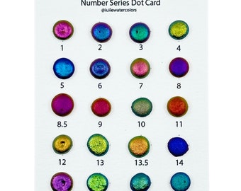 Completed Number Series Dot card Handmade Color Shift Aurora Shimmer Metallic Chameleon Watercolor Paints by iuilewatercolors