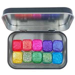 Last Chance! The Artist Set flakes mica Handmade Shimmer Sparkle watercolor paint half pans