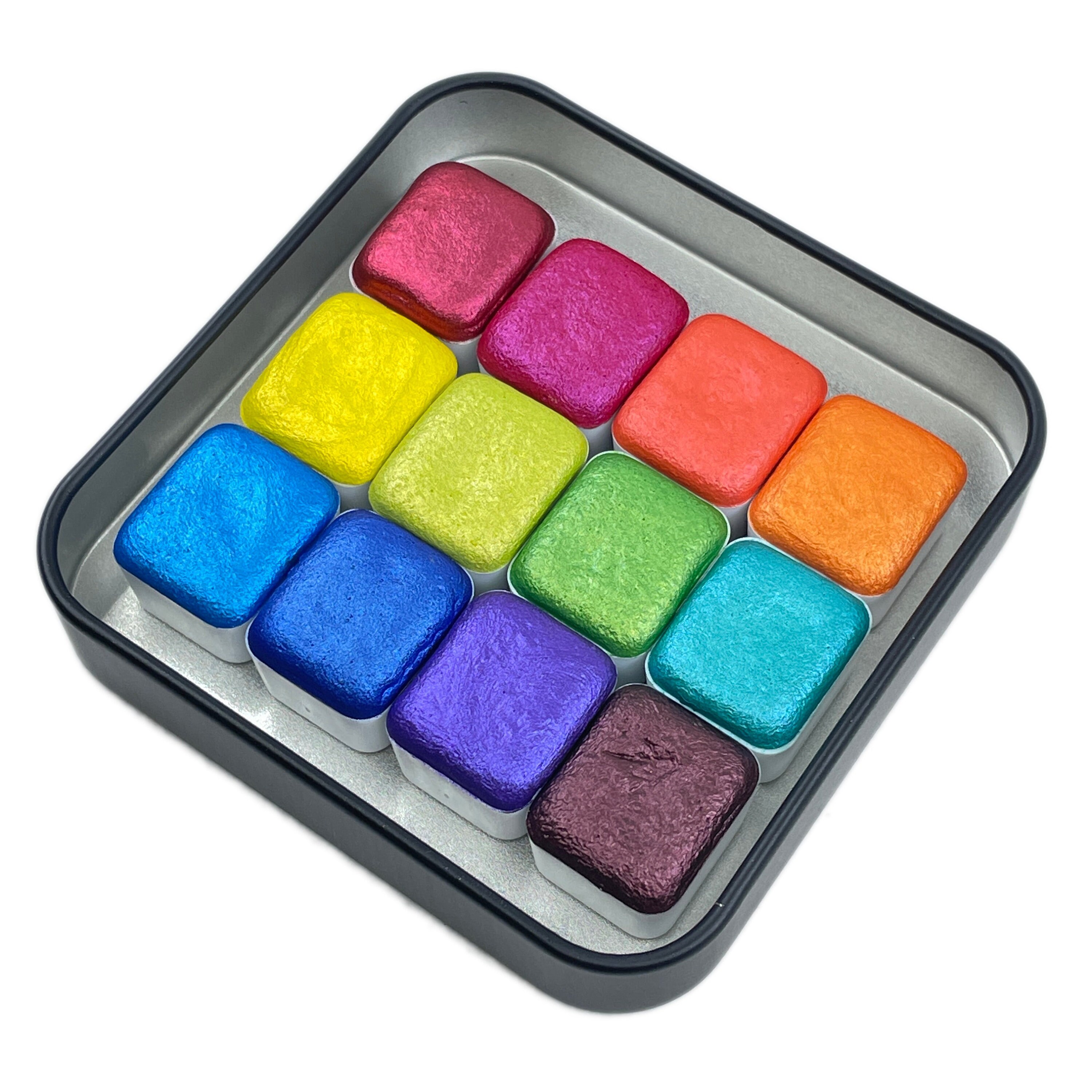 Mica H12 A set Handmade Shimmer Watercolor Paint half pans – IUILE