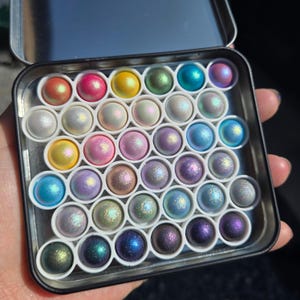 Vol.1 Magical Drop Tiny Sampler set Handmade Shimmer Hologram Color shift Chrome mica Chameleon Watercolor Paint