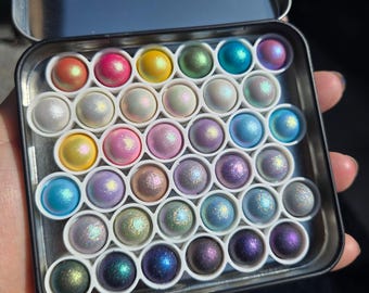 Vol.1 Magical Drop Tiny Sampler set Handmade Shimmer Hologram Color shift Chrome mica Chameleon Watercolor Paint