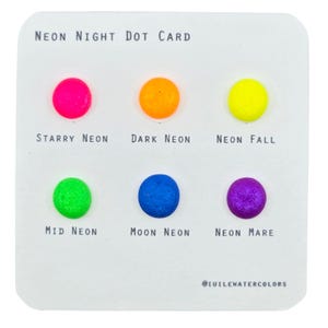 ネオン ナイト ドット カード ハンドメイド クローム スーパー カラー シフト シマー 水彩絵の具 iuilewatercolors 製