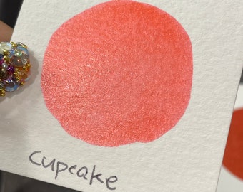 Cupcake Pink Orange Shimmer Metallic Watercolor Paints Half Pans Autumn2022