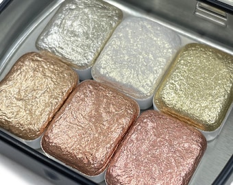 GDSP set Handmade Sparkle watercolor paints quarter pans