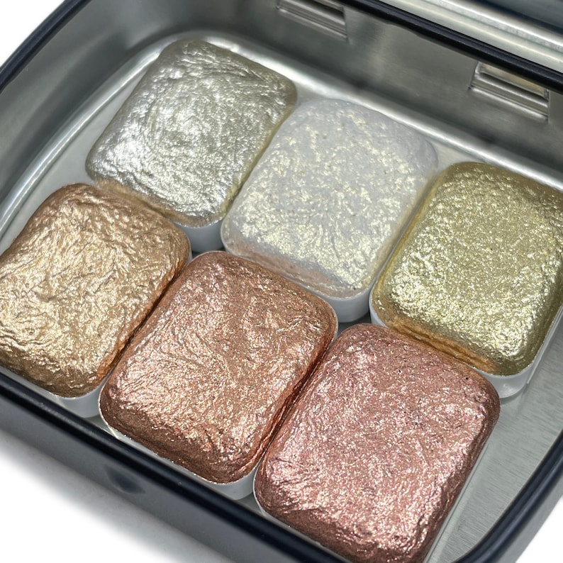 GDSP set Handmade Sparkle watercolor paints quarter pans image 1