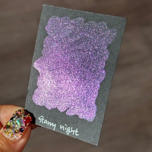 Quarter Starry Night Series Handmade Glittery Hologram shimmer watercolor Paint by iuilewatercolors