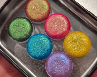 Button Popsicle Set Handmade Metallic Shimmer Color Shift Watercolor Paints
