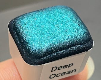 Deep ocean green watercolor paints half pans