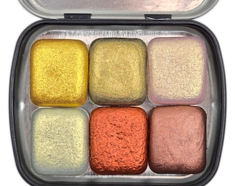 Golden Harvest set Handmade Mica Shimmer Watercolor Paints
