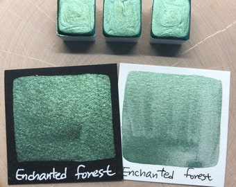 Enchanted forest green watercolor paints half pans