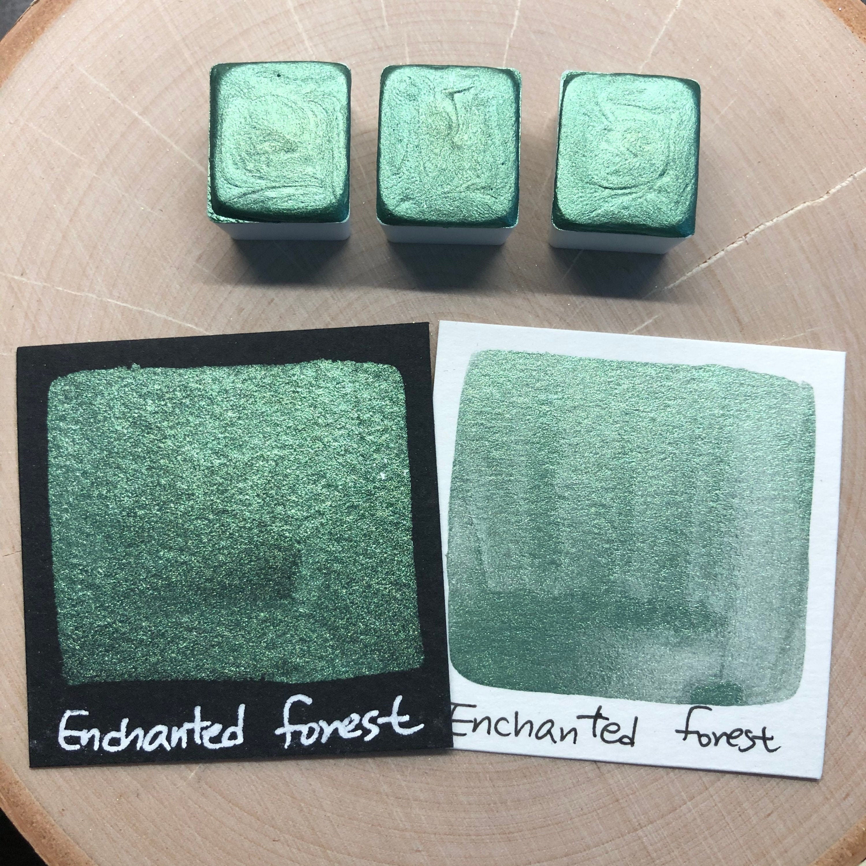 エンチャントフォレストグリーン水彩絵の具ハーフパン - Etsy 日本