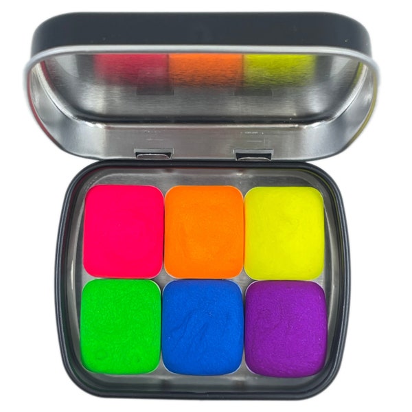 Neon night set colorshift watercolor paints half pans in tin case